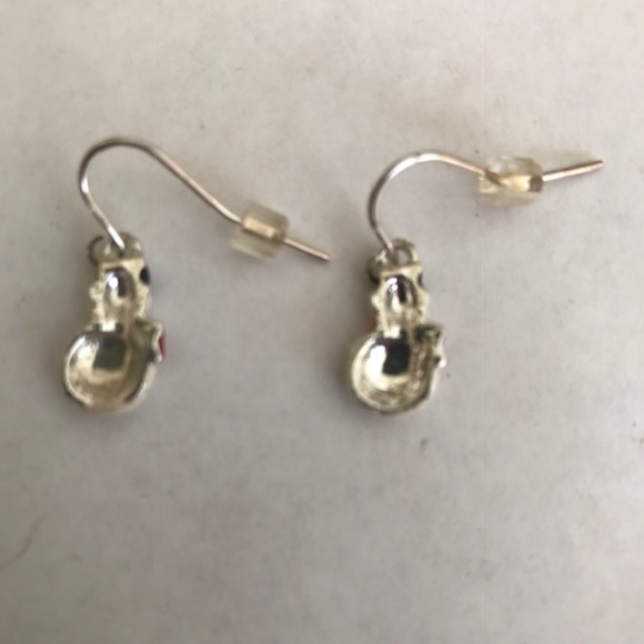 Snowman Earrings Iridescent Dangle Posts Christmas - Picture 3 of 3